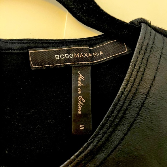BCBG Max Azria Leather Peplum top - Picture 2 of 3